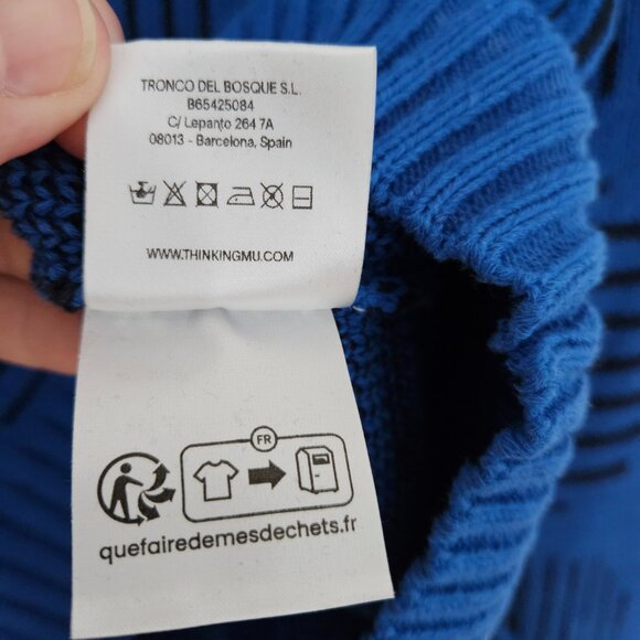Thinking Mu Miranda Japan Merino Wool Blue Sweater Size Medium - Picture 7 of 7